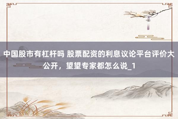 中国股市有杠杆吗 股票配资的利息议论平台评价大公开，望望专家都怎么说_1