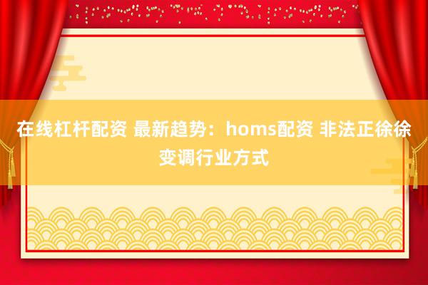 在线杠杆配资 最新趋势：homs配资 非法正徐徐变调行业方式