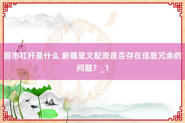 股市杠杆是什么 新疆呈文配资是否存在信息冗余的问题？_1