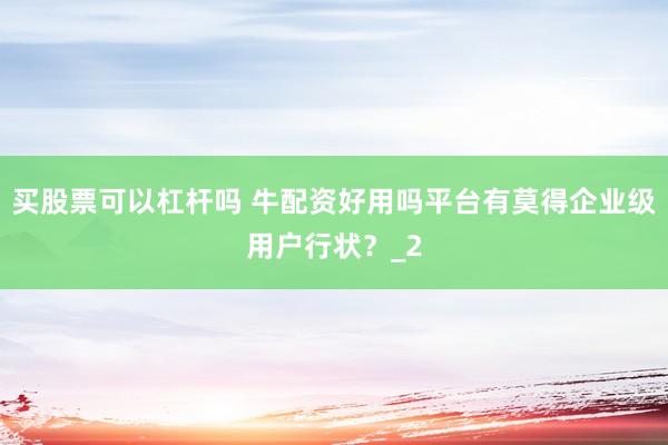 买股票可以杠杆吗 牛配资好用吗平台有莫得企业级用户行状?_2